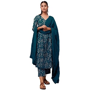 GoSriKi Womens Cotton Blend Anarkali Printed Kurta