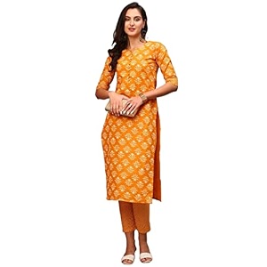 GoSriKi Womens Cotton Blend Printed Straight Kurta