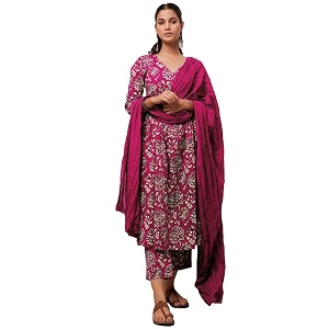 GoSriKi Womens Cotton Blend Anarkali Printed Kurta