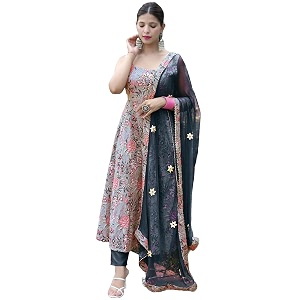 GoSriKi Womens Cotton Blend Anarkali Printed Kurta