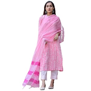 GoSriKi Womens Cotton Blend Straight Printed Kurta