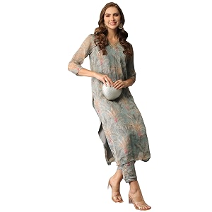 GoSriKi Womens Cotton Blend Straight Printed Kurta