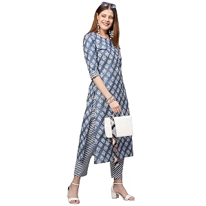 GoSriKi Womens Cotton Blend Straight Printed Kurta