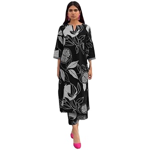 GoSriKi Womens Cotton Blend Straight Printed Kurta