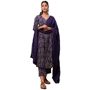 GoSriKi Womens Cotton Blend Anarkali Printed Kurta