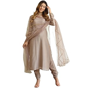 GoSriKi Womens Cotton Blend Straight Solid Kurta