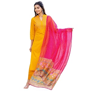 GoSriKi Womens Cotton Blend Straight Printed Kurta