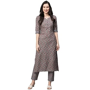 GoSriKi Womens Cotton Blend Printed Straight Kurta