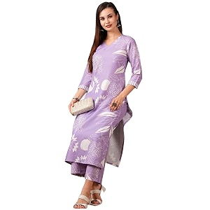GoSriKi Womens Cotton Blend Straight Printed Kurta