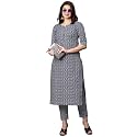 GoSriKi Women39s Cotton Blend Printed Straight Kurta