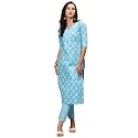 GoSriKi Women39s Cotton Blend Printed Straight Kurta