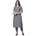 GoSriKi Women39s Cotton Blend Printed Straight Kurta