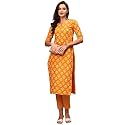 GoSriKi Women39s Cotton Blend Printed Straight Kurta