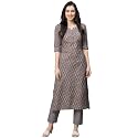 GoSriKi Women39s Cotton Blend Printed Straight Kurta