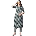 GoSriKi Women39s Cotton Blend Printed Straight Kurta