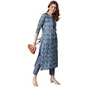 GoSriKi Women39s Cotton Blend Printed Straight Kurta