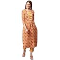 GoSriKi Women39s Cotton Blend Printed Straight Kurta