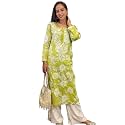 GoSriKi Cotton Blend Embroidered Straight Kurta for