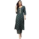 GoSriKi Women39s Cotton Blend Printed Straight Kurta
