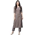 GoSriKi Women39s Cotton Blend Printed Straight Kurta