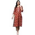 GoSriKi Women39s Cotton Blend Printed Straight Kurta