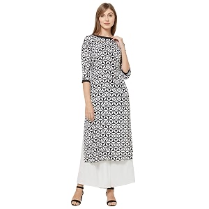 GoSriKi Womens Black White Color Straight