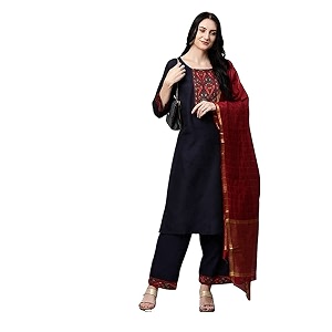 GoSriKi Womens Cotton Straight Kurta with Palazzo