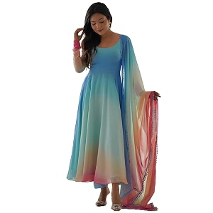 GoSriKi Womens Georgette Anarkali Kurta Set with