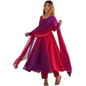 GoSriKi Womens Georgette Anarkali Kurta Set with