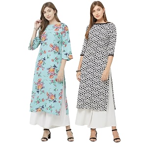 GoSriKi Womens Multicolor Printed Straight Kurta -