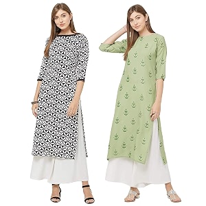 GoSriKi Womens Multicolor Printed Straight Kurta -