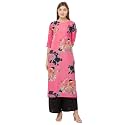 GoSriKi Women39s Pink Crepe Straight Calf Length