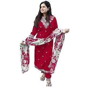GoSriKi Womens Rayon Blend Straight Embroidered Kurta