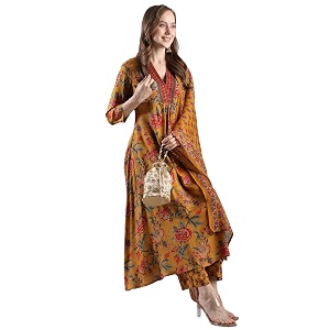 GoSriKi Womens Rayon Viscose Anarkali Printed Kurta