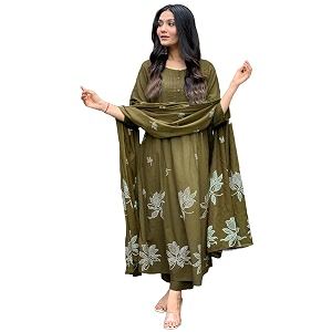 GoSriKi Womens Rayon Blend Anarkali Printed Kurta