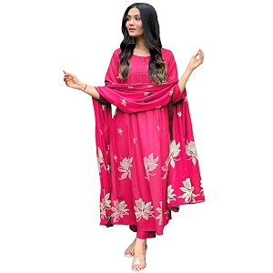 GoSriKi Womens Rayon Blend Anarkali Printed Kurta