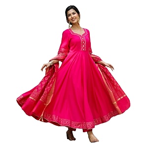 GoSriKi Womens Rayon Blend Anarkali Solid Kurta