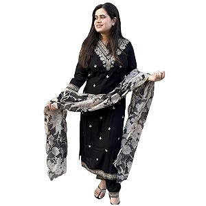 GoSriKi Womens Rayon Blend Straight Embroidered Kurta