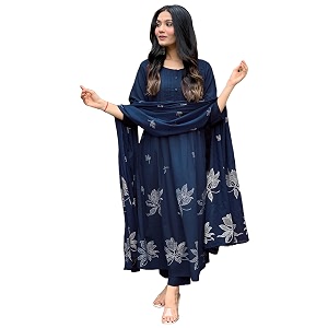 GoSriKi Womens Rayon Blend Anarkali Printed Kurta