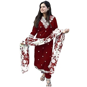 GoSriKi Womens Rayon Blend Straight Embroidered Kurta