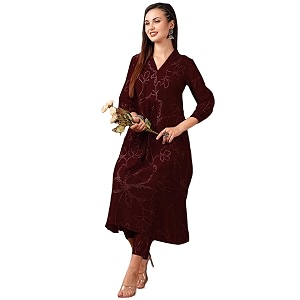 GoSriKi Womens Rayon Blend A-Line Printed Kurta