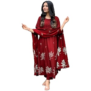 GoSriKi Womens Rayon Blend Anarkali Printed Kurta
