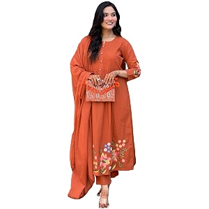 GoSriKi Womens Rayon Viscose Embroidered Anarkali Kurta
