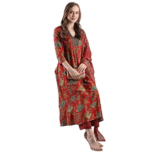 GoSriKi Womens Rayon Viscose Anarkali Printed Kurta