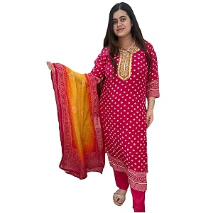 GoSriKi Womens Rayon Viscose Printed Straight Kurta