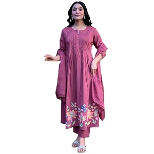 GoSriKi Womens Rayon Viscose Embroidered Anarkali Kurta