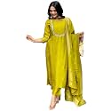 GoSriKi Women39s Silk Blend Straight Embroidered Kurta