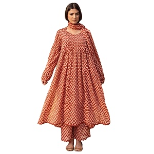 GoSriKi Womens Kashmiri Faren Abaya Black Hand-Block