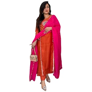 GoSriKi Womens Viscose Blend Straight Embroidered Kurta