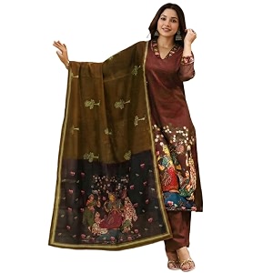 GoSriKi Women Viscose Blend Printed Straight Kurta